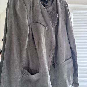 DKNY Gray Suede style Zip-Front Jacket